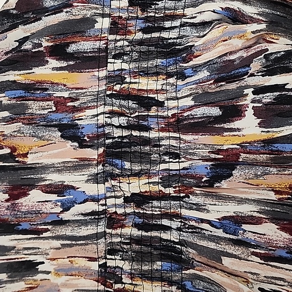 beachlunchlounge sz M beautiful watercolor long sleeve collared  buttons blouse - Picture 7 of 9